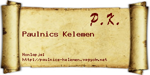 Paulnics Kelemen névjegykártya